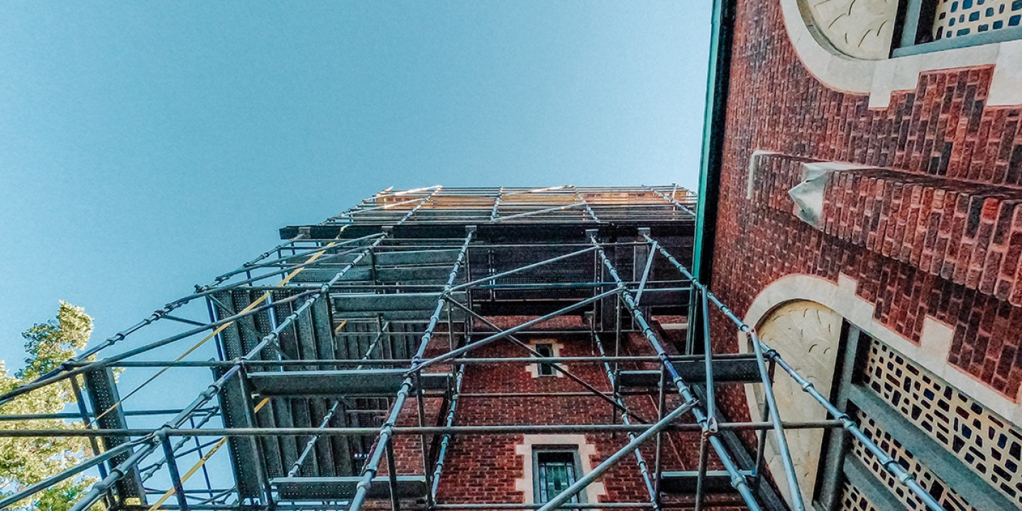 scaffolding at a church