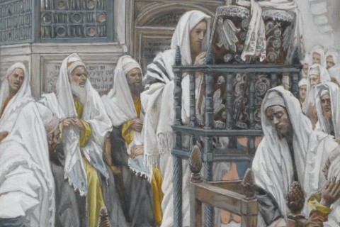 Jesus reading from the book in the Synagogue 