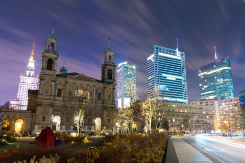 Old church surrounded by new buildings